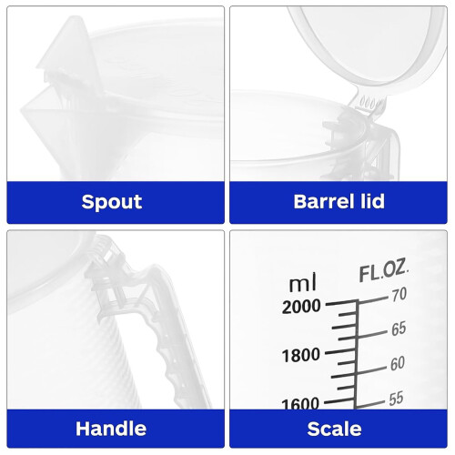 70oz Measuring Cup with Lid, Scale, Handle & Pour Spout – Large Capacity Kitchen Baking Accessory 2