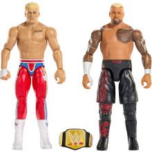 Mattel WWE Main Event Showdown Action Figures 2-Pack with Accessory, Series #24 Cody Rhodes vs Solo Sikoa Collectible Set, 6-inch, JHJ54