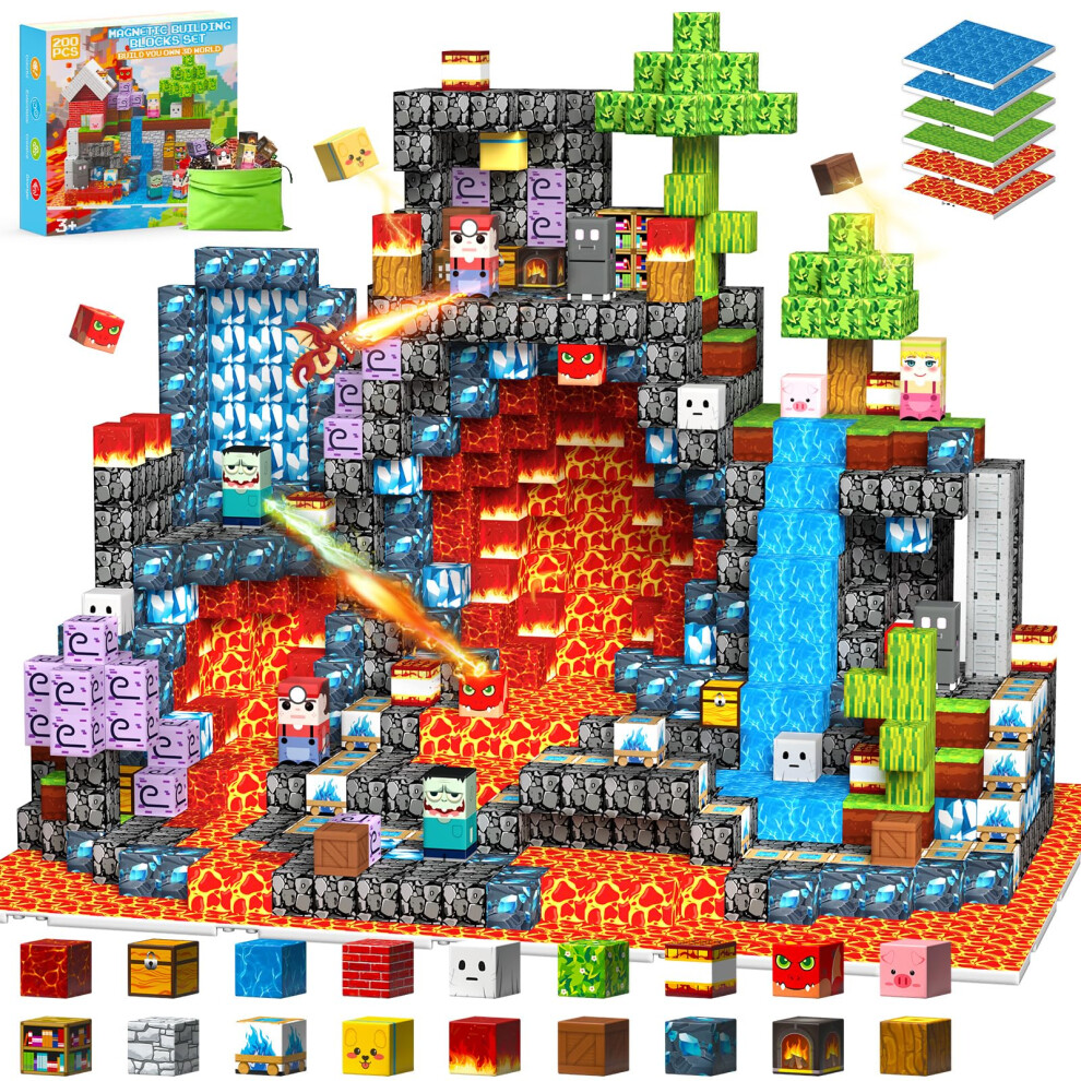 Photos - Other Toys iKidiki 200 Pcs Magnetic Blocks, Toys for 3 4 5 6 Year Old Boys Girls Magnetic Building Blocks Gifts for 3-6 Year Old Boys S