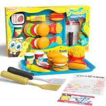 SpongeBob Krusty Krab Interactive Play Kitchen Set - Krabby Patty Playset, Kids Play Food, Burgers, Fries, Drinks & 2 Spatulas - Kitchen Toy for Pret