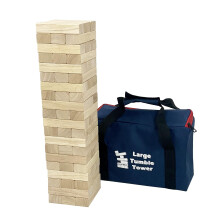 Jac & Mok Tumble Tower Wooden Toppling Blocks Game set,Large Table Top Stacking Games with Carrying Bag (60 pcs Large Tumble Tower, Hardwook Rubber w
