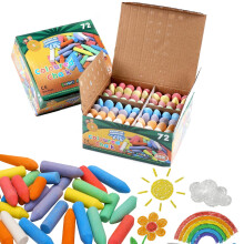 Chunky Chalk for Kids – 72 Coloured Outdoor Pavement Chalks for Children & Toddlers, Washable Playground Set in 8 Colours, Garden Blackboard Art