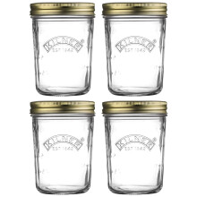 Kilner Wide Mouth Screw Top Lid Preserving Glass Jar 0.35 Litre Transparent (Pack of 4)