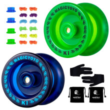 YOSTAR K1 Yoyos Pack of 2, Vaual Responsive Yoyo Master Pack, Tug-Return Trick Yoyo for Kids & Beginners, Plastic Pro Yo-Yo Set, Yo-yo Ball, with 12