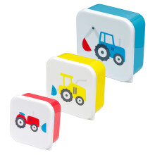 Puckator Little Tractors Set of 3 Lunch Box Snack Pots M/L/XL - Lunchbox with Multi Compartments - Small Food Containers - for Adu
