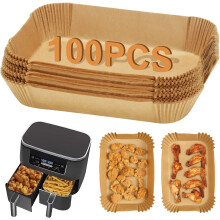 Upgraded Air Fryer Disposable Paper Liners for Ninja Dual AF400UK AF300UK, 8.7Inch Airfryer Parchment Liner Accessories DZ201, Tow