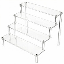 QWORK 4 Tier Clear Acrylic Display Stand, 30x25x20cm, 4mm Thickened Board, Acrylic Retail Riser for Pop Figures, Cupcake, Dessert