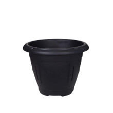 Whitefurze Sets of 2 43cm Black Venetian Round Plant Pots Planters