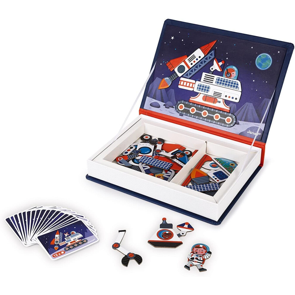 Janod - Magneti'book Universe - 70 - Part Educational Magnetic Game Teaches Fine Motor Skills And Imagination - Suitable For Ages 3 And Up, J02589