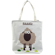 Puckator BAAAG Sheep Reusable Zip Up Cotton Bag - Canvas Tote Bag - Cotton Tote Bags - Eco Gifts for Women and Men - Cloth Shoppin