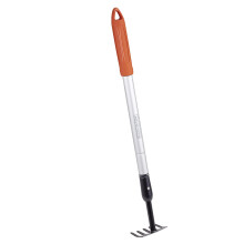 BLACK+DECKER 5-Tooth Garden Rake - Adjustable from 66 to 100 cm - Carbon Steel, Fibreglass and PVC - Orange/Black