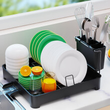 Beizkna Dish Drainer Rack Stainless Steel Dish Drying Rack Kitchen with Drip Tray Space-Saving Draining Board Rack for Counter Sin