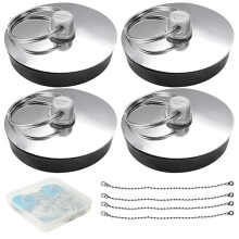 FINEASY 4 PCS Universal Sink Plug, Kitchen Plug for Sink, Sink Plug Replacement, Bath Plug and Chain for Kitchen Sink, Bathroom Si