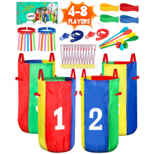 Eocolz Outdoor Carnival Games, Potato Sack Bags for Kids Adults, Egg Spoon Relay Race, 3 Legged Race Bands, Catch Tail Games, Birthday Party, Field D