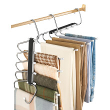 2 Pack Trouser Hangers Space Saving, 5-in-1 Trousers Hangers Non-Slip Clothes Hangers for Wardrobe
