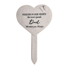 Widdop & Co - Thoughts Of You - Heart Graveside Stake 'Dad' - Grave Side Decorative Memorial Ornament Butterfly Decor For Morning