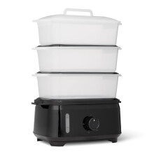 Amazon Basics Electric Food Steamer for Cooking Vegetables with 3-Tier Design, BPA-Free, 9L, 950W, Black