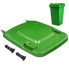 ABOOFAN Wheelie Bin Lid Replacement, 240L Green Outdoor Rubbish Bin Cover with Hinge Pins, Standard Household Size, Heavy Duty, Ea