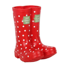 Jones Home & Gift Polka Dot Red White 21cm Welly Boots Planter Plant Pot Gardening Ornament Gift, M (LG_31322)