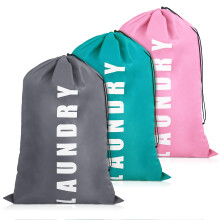 saerryor 3 Pack Travel Laundry Bag 91CM61CM Large Laundry Bags Foldable Portable with Drawstring, Cord Dirty Clothes Bags for Hom