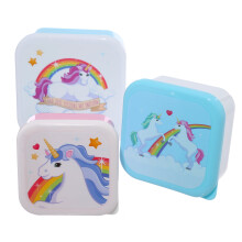 Puckator Enchanted Rainbows Unicorn Set of 3 Lunch Box Snack Storage S/M/L - - Lunchbox with Multi Compartments - Small Food Conta