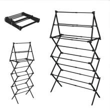 LOFTEY 4 Tier Extendable Clothes Airer, Foldable Cloth Drying Rack with Tower Top, Clothes Horse Indoor & Outdoor, Space-Saving Ma
