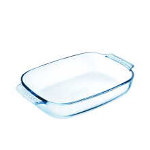 Pyrex Borosilicate Glass Rectangular Roaster with Easy Grip Handles, 39x25cm