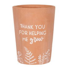Charming Brown "Thank You For Helping Me Grow" Terracotta Plant Pot - 16.5cm x 12.5cm (1 Pc.) - Elegant Design, Durable Garden Dec