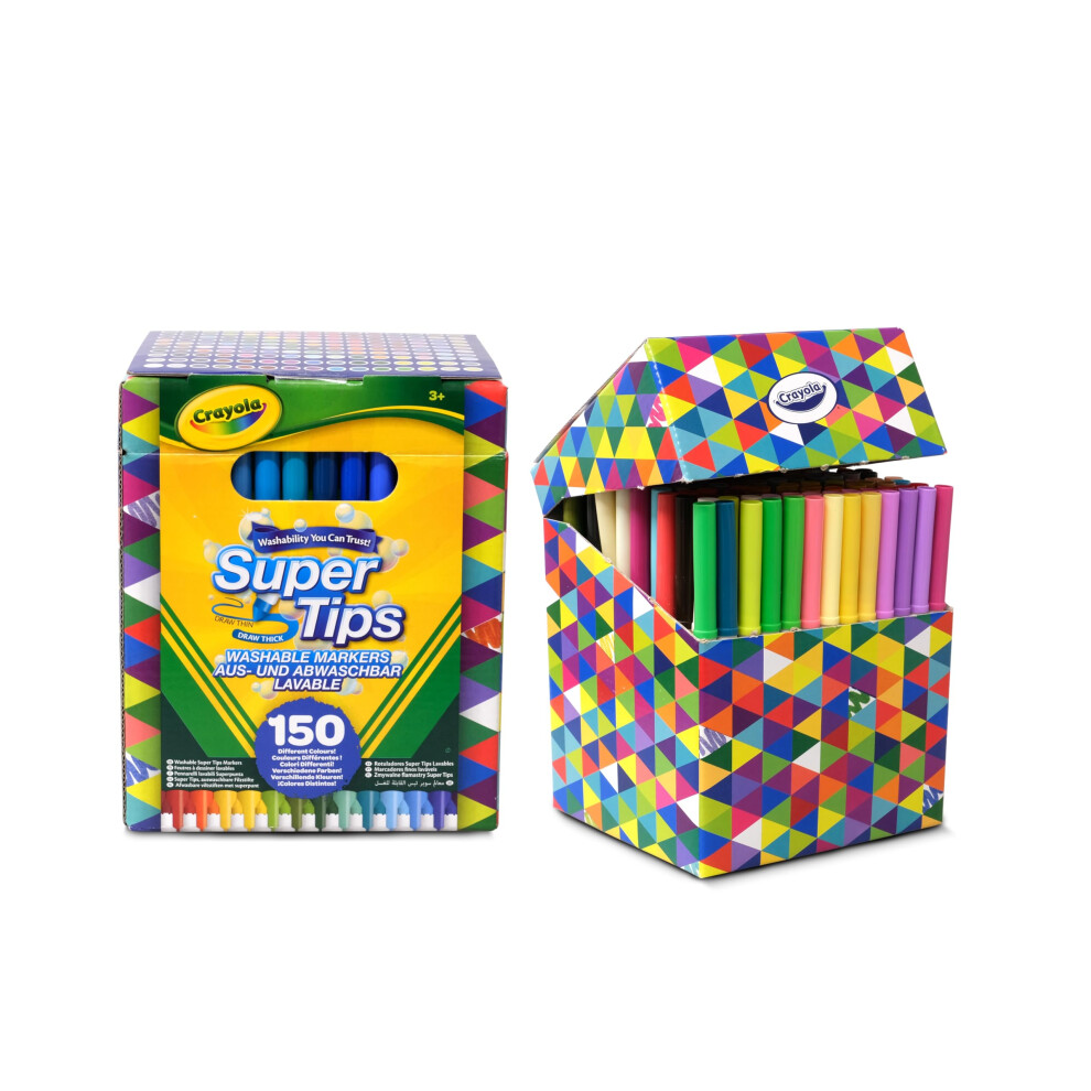 Crayola Super Tips Washable Medium Tip Markers Pack Of 150 Assorted Colours, All Different, Recommended Age: From 3 Years, 58-5152