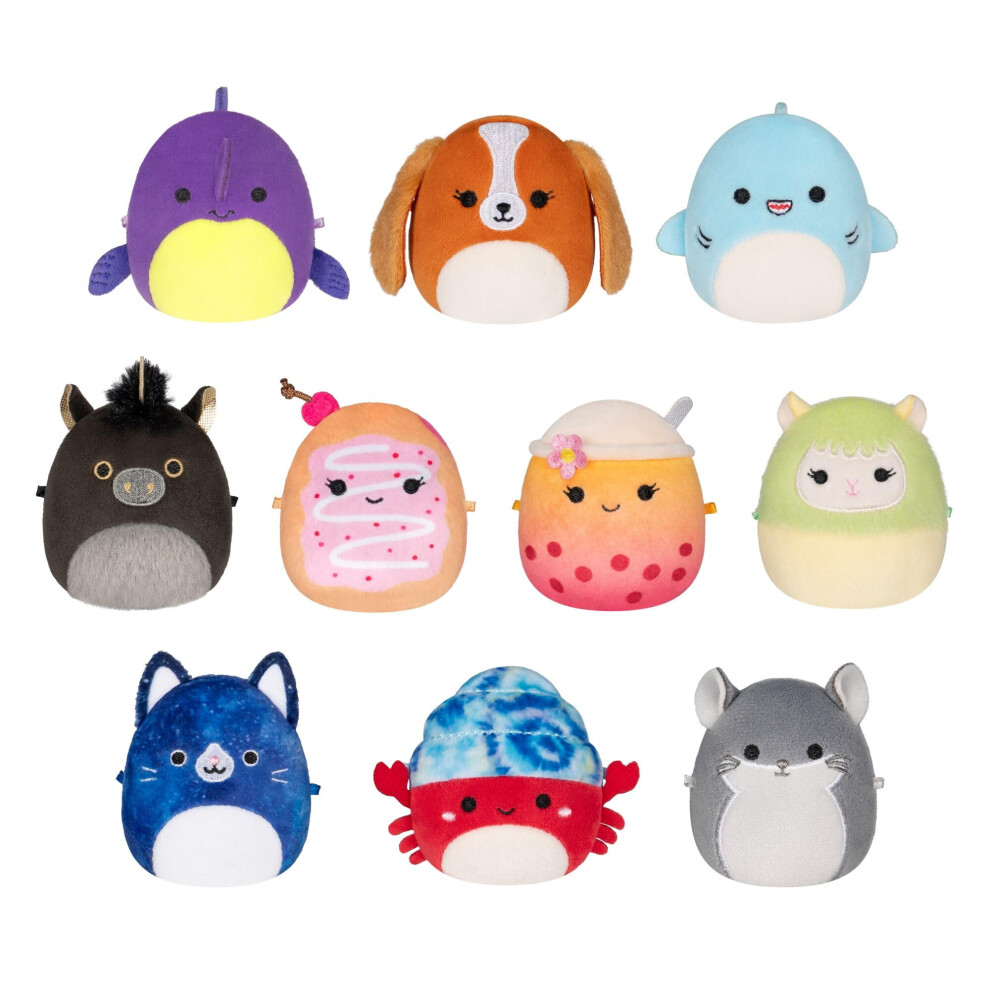 Squishmallows Original Micromallows Plush 10-Pack - 2.5 Inch Plush Includes Favourites Sharon The Shark, Indie The Hermit Crab, Bergit The Boba, Cava