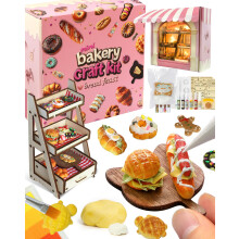 iLAND Air Dry Clay for Kids Creative Craft Kits for Kids DIY Bakery Mini Food 1/12 Accessories Girls Toys Age 7 8 9 for Girls Age 10 11 12 Family Gam