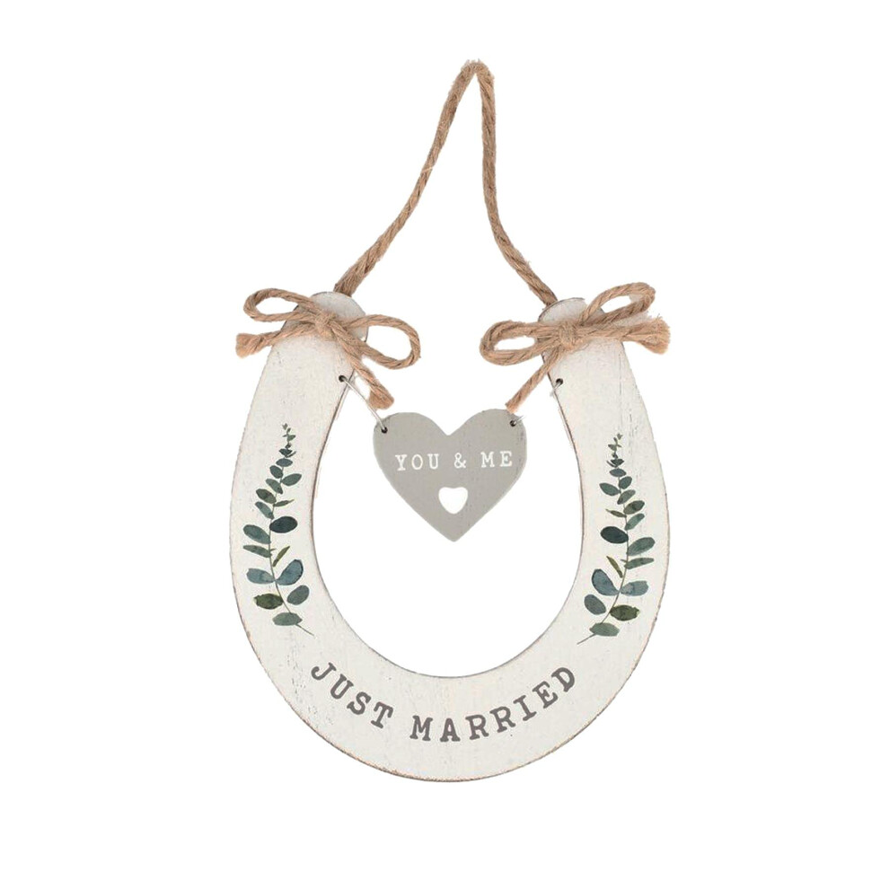 Just Married' Wedding Horseshoe With Hanging Heart White Widdop And Co