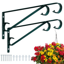 Hystun Plant Hangers Outdoor (2 Pack-15.4 Inch Blackish Green) Plant Hooks Heavy Duty Iron Plant Hanger Hook for Wall, Hanging Pla