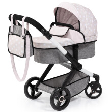 Bayer Baby Dolls Pram XEO - Convertible Doll Pushchair, Carrycot & Changing Bag - Foldable Stroller with Adjustable Handle Height for Girls, Tall Dol