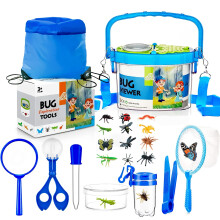 Children's Exploration Kit, Bug Hunting Kits for Children - 23 Pcs Explorer Kit for Kids with 12 Fake Insects, Magnifying Glass, Bug Catcher