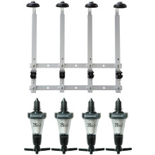 Beaumont 4 Bottle Wall Fixing Bottle Bracket & 4 x 25ml Solo Optic Spirit Measure Set