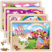 SYNARRY Unicorn Princess Fairy Wooden Jigsaw Puzzles for 3 4 5 Year Olds