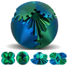 Impossible Gearsphere Age 3+, 3D Printed Gear Sphere - The Steampunk Whirling Wonder Fidget Gear Ball, Gearsphere Cube Fidget Toy for Office and Home