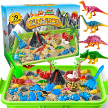 ESSENSON Sensory Bin, Dinosaurs Kit with Sensory Sand, Play Sand Pretend Play Beach Toy, Sandbox for Girls and Boys