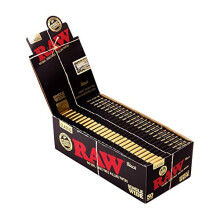 Raw Black Single Wide, Regular Papers, Extra Fine, 50 Short Papers per Booklet, 1 Box (50 Booklets)