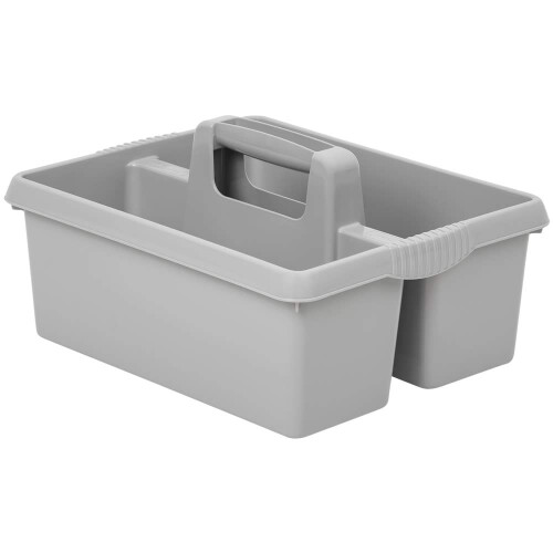Wham Large Plastic Kitchen Cleaning Carry Tray Caddy Tidy Tote Organiser with Handle - Grey