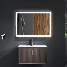 Potuem Bathroom Mirror with LED Lights, 500 * 700 MM Illuminated Backlit Wall Mounted Vanity Mirror with 3 Lights, Anti-Fog, Dimma