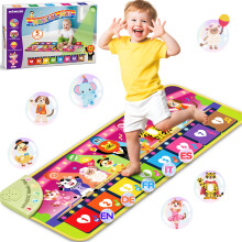 MOMUSE Piano Music Mat 5-Language (EN/DE/FR/IT/ES) for 1 2 3 4 Year Old Boys Girls, Multilingual Education Baby Mat with 9 Animals & Recording, Toddl