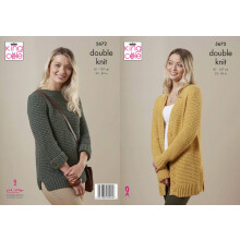 King Cole Ladies Double Knit Knitting Pattern Womens Sweater & Cardigan (5672)