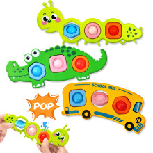 3PC Fidget Popper Sensory Toys, Pop It Toys for Toddlers Autism, Montessori Baby Toys for Airplane Travel Car