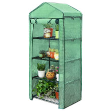 Taylor & Brown 4 Tier Mini Greenhouse Cold Frame Reinforced Green PE Plastic Outdoor Garden Steel Frame Plants Four Shelf Grow Hou