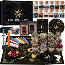 Large Witchcraft Altar Starter Kit - 65 PCS Wiccan Supplies and Tools - Witch Set for Beginners - Spell Kit