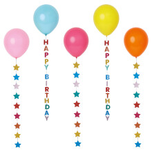 Talking Tables 5 x Birthday Balloons Colourful Star Party Balloons with Tails -Kids Birthday Balloons & Party Decorations Multi Coloured Pink Blue Or