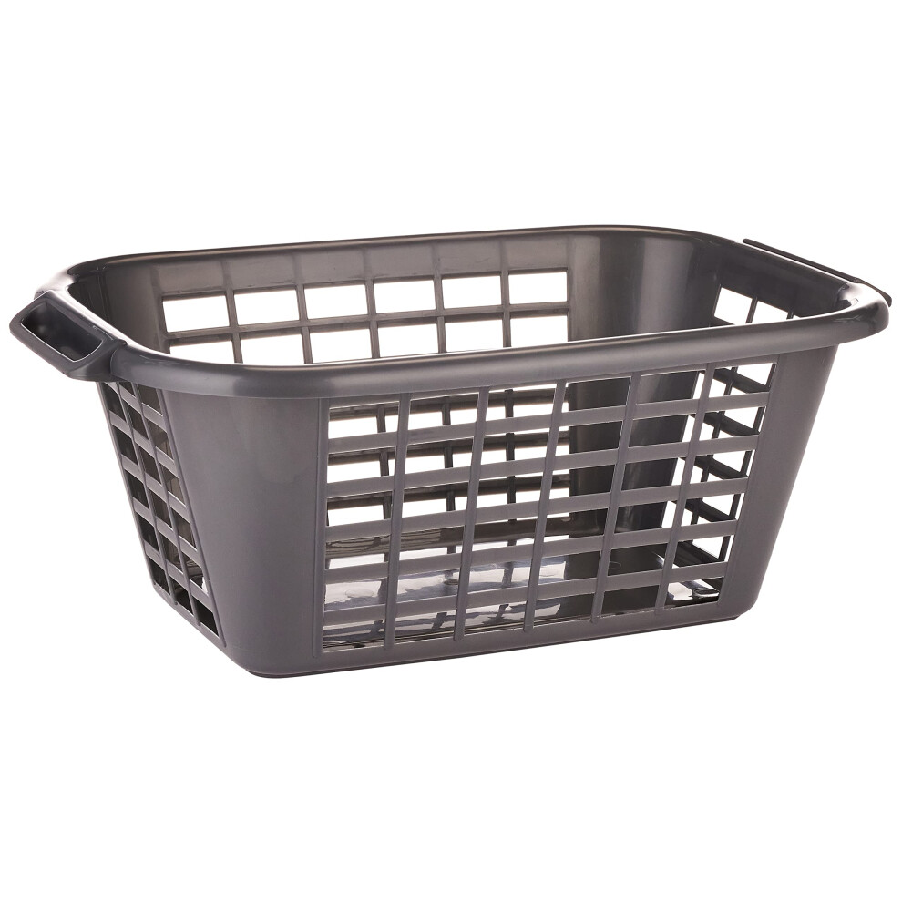 Addis 40L Laundry Basket Metallic, Heavy Duty Plastic Washing Basket With Handles, Ventilated Clothes Hamper For Home & Laundry Ro