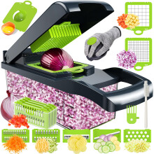 DYDHRER 1 Vegetable Cutter, Multifunction Vegetable Slicer, Chopper, Dicer Cutter with 7 Interchangeable Blades, Slicer Dicer for